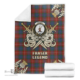 Scottish Premium Blanket Fraser Ancient Clan Tartan Blanket - Gold Courage Style Scottish Plaid Tartan Plaid