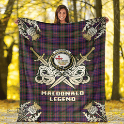 Scottish Premium Blanket MacDonald Modern Clan Tartan Blanket - Gold Courage Style Scottish Plaid Tartan Plaid