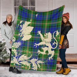 Scottish Maitland Clan Tartan Blanket -  Lion Thistle Map Style Scottish Plaid Tartan Plaid