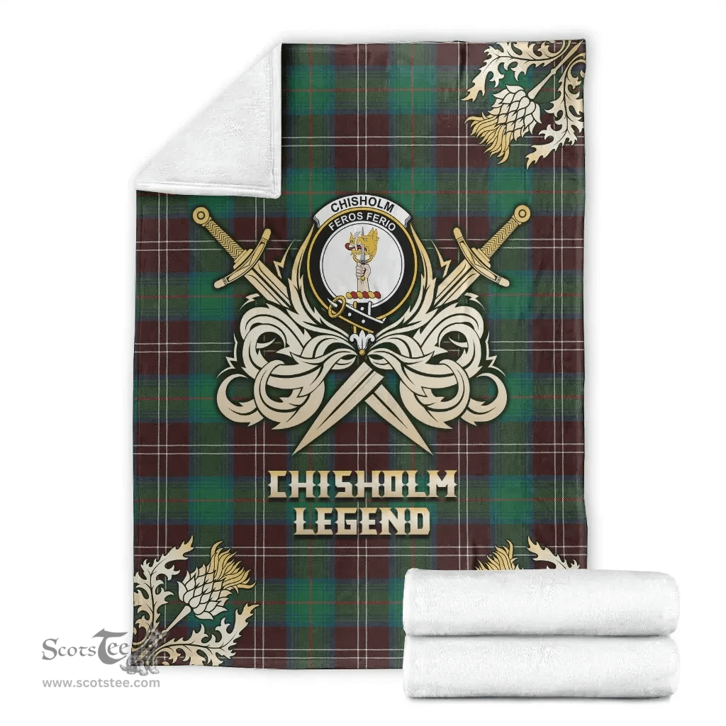 Scottish Premium Blanket Chisholm Hunting Ancient Clan Tartan Blanket - Gold Courage Style Scottish Plaid Tartan Plaid
