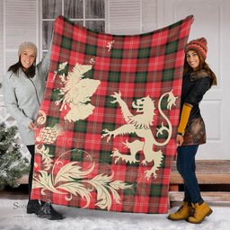 Scottish Nesbitt Modern Clan Tartan Blanket -  Lion Thistle Map Style Scottish Plaid Tartan Plaid