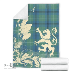 Scottish Oliphant Ancient Clan Tartan Blanket -  Lion Thistle Map Style Scottish Plaid Tartan Plaid