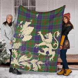 Scottish Stewart of Appin Hunting Modern Clan Tartan Blanket -  Lion Thistle Map Style Scottish Plaid Tartan Plaid