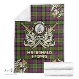 Scottish Premium Blanket MacDonald of Clanranald Clan Tartan Blanket - Gold Courage Style Scottish Plaid Tartan Plaid