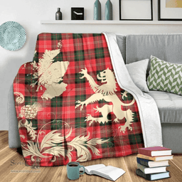 Scottish Nesbitt Modern Clan Tartan Blanket -  Lion Thistle Map Style Scottish Plaid Tartan Plaid