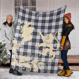 Scottish MacRae Dress Modern Clan Tartan Blanket -  Lion Thistle Map Style Scottish Plaid Tartan Plaid