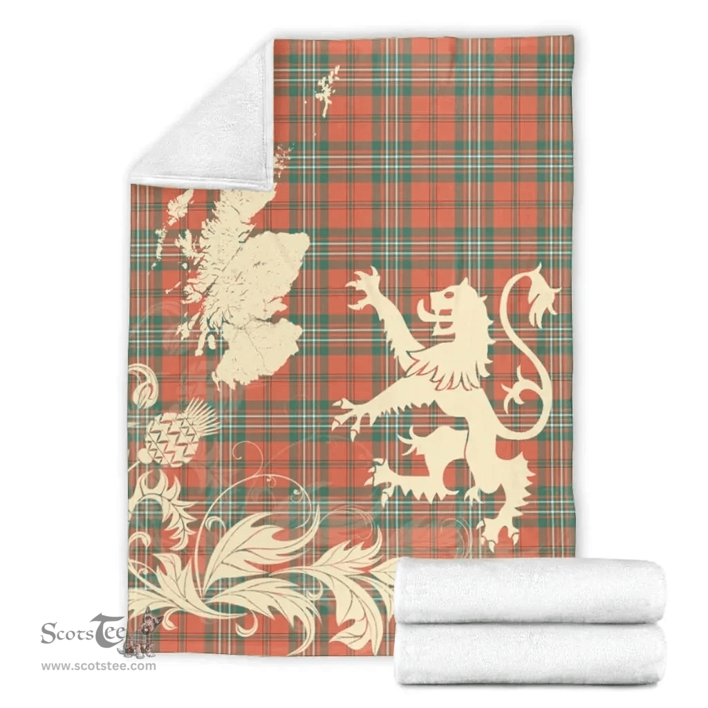 Scottish SCOTT ANCIENT Clan Tartan Blanket -  Lion Thistle Map Style Scottish Plaid Tartan Plaid