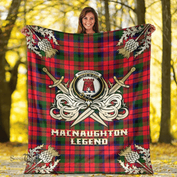Scottish Premium Blanket MacNaughton Modern Clan Tartan Blanket - Gold Courage Style Scottish Plaid Tartan Plaid