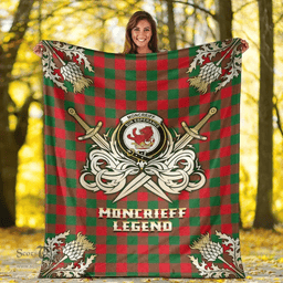 Scottish Premium Blanket Moncrieff Clan Tartan Blanket - Gold Courage Style Scottish Plaid Tartan Plaid