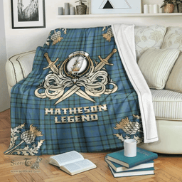 Scottish Premium Blanket Matheson Hunting Ancient Clan Tartan Blanket - Gold Courage Style Scottish Plaid Tartan Plaid