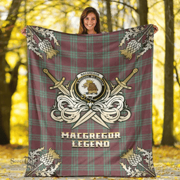 Scottish Premium Blanket MacGregor Hunting Ancient Clan Tartan Blanket - Gold Courage Style Scottish Plaid Tartan Plaid