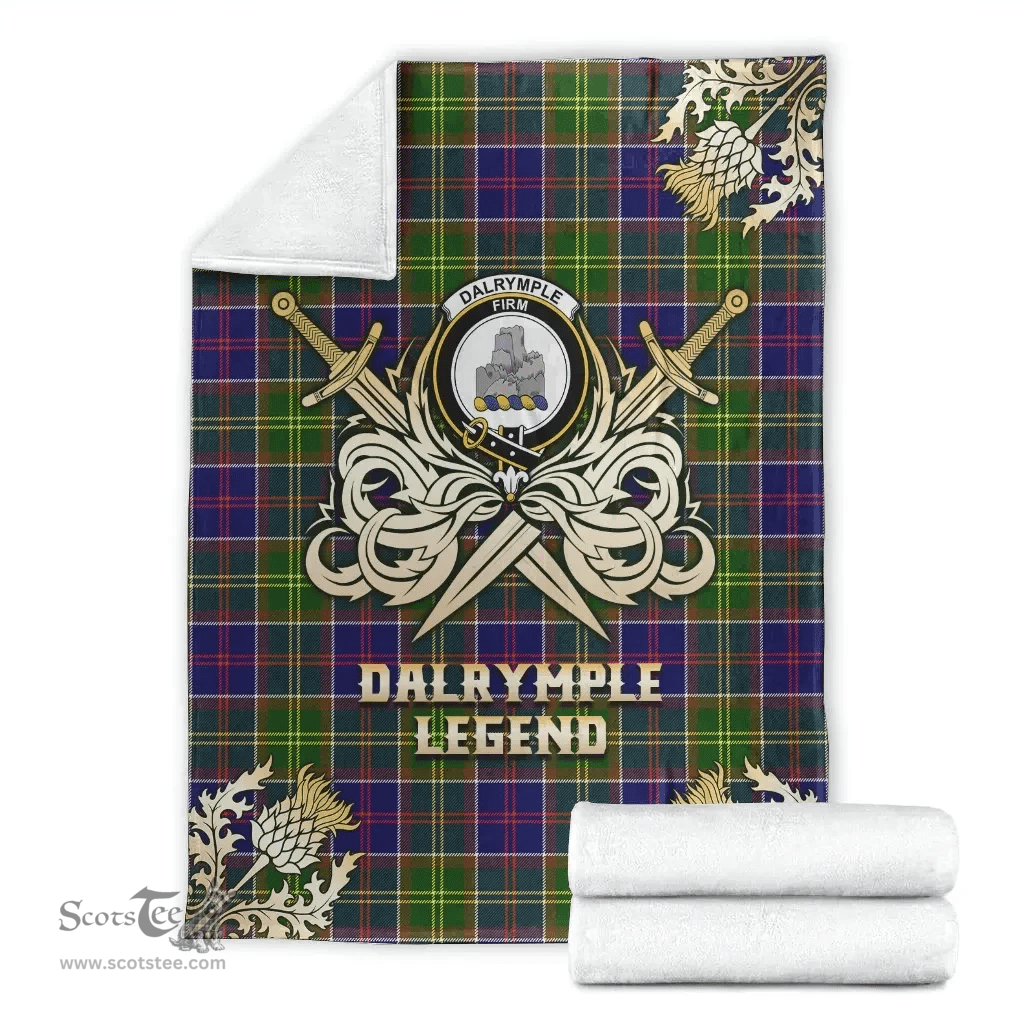 Scottish Premium Blanket Dalrymple Clan Tartan Blanket - Gold Courage Style Scottish Plaid Tartan Plaid