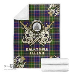 Scottish Premium Blanket Dalrymple Clan Tartan Blanket - Gold Courage Style Scottish Plaid Tartan Plaid