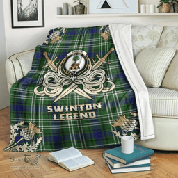 Scottish Premium Blanket Swinton Clan Tartan Blanket - Gold Courage Style Scottish Plaid Tartan Plaid