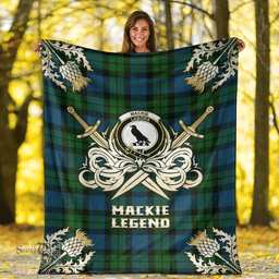 Scottish Premium Blanket MacKie Clan Tartan Blanket - Gold Courage Style Scottish Plaid Tartan Plaid