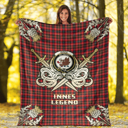 Scottish Premium Blanket Innes Modern Clan Tartan Blanket - Gold Courage Style Scottish Plaid Tartan Plaid