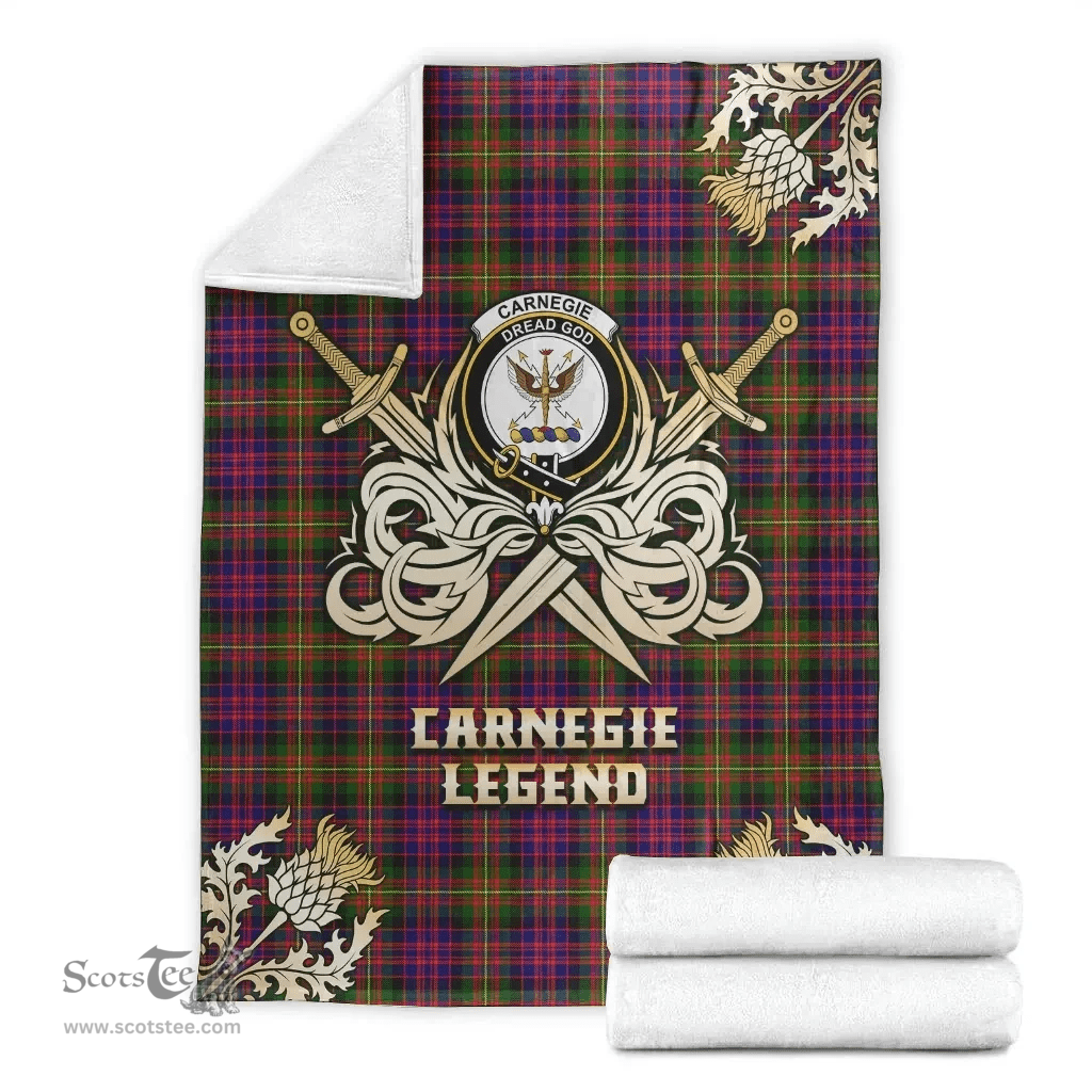 Scottish Premium Blanket Carnegie Modern Clan Tartan Blanket - Gold Courage Style Scottish Plaid Tartan Plaid