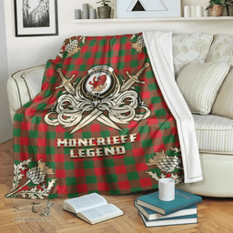 Scottish Premium Blanket Moncrieff Clan Tartan Blanket - Gold Courage Style Scottish Plaid Tartan Plaid