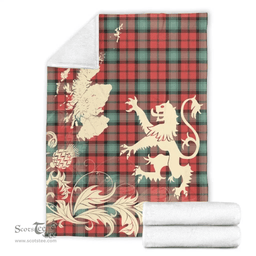 Scottish Kerr Ancient Clan Tartan Blanket -  Lion Thistle Map Style Scottish Plaid Tartan Plaid
