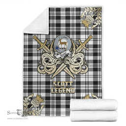 Scottish Premium Blanket Scott Black White Modern Clan Tartan Blanket - Gold Courage Style Scottish Plaid Tartan Plaid