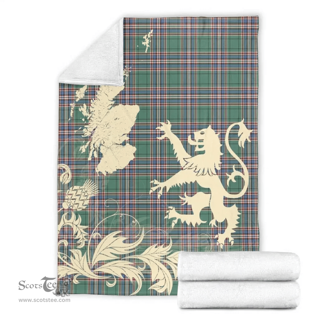 Scottish MacFarlane Hunting Ancient Clan Tartan Blanket -  Lion Thistle Map Style Scottish Plaid Tartan Plaid