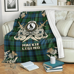 Scottish Premium Blanket MacKie Clan Tartan Blanket - Gold Courage Style Scottish Plaid Tartan Plaid