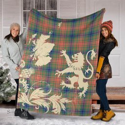 Scottish Wilson Ancient Clan Tartan Blanket -  Lion Thistle Map Style Scottish Plaid Tartan Plaid