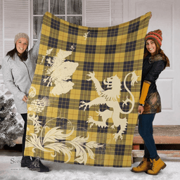 Scottish MacLeod of Lewis Ancient Clan Tartan Blanket -  Lion Thistle Map Style Scottish Plaid Tartan Plaid