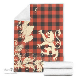 Scottish Robertson Modern Clan Tartan Blanket -  Lion Thistle Map Style Scottish Plaid Tartan Plaid