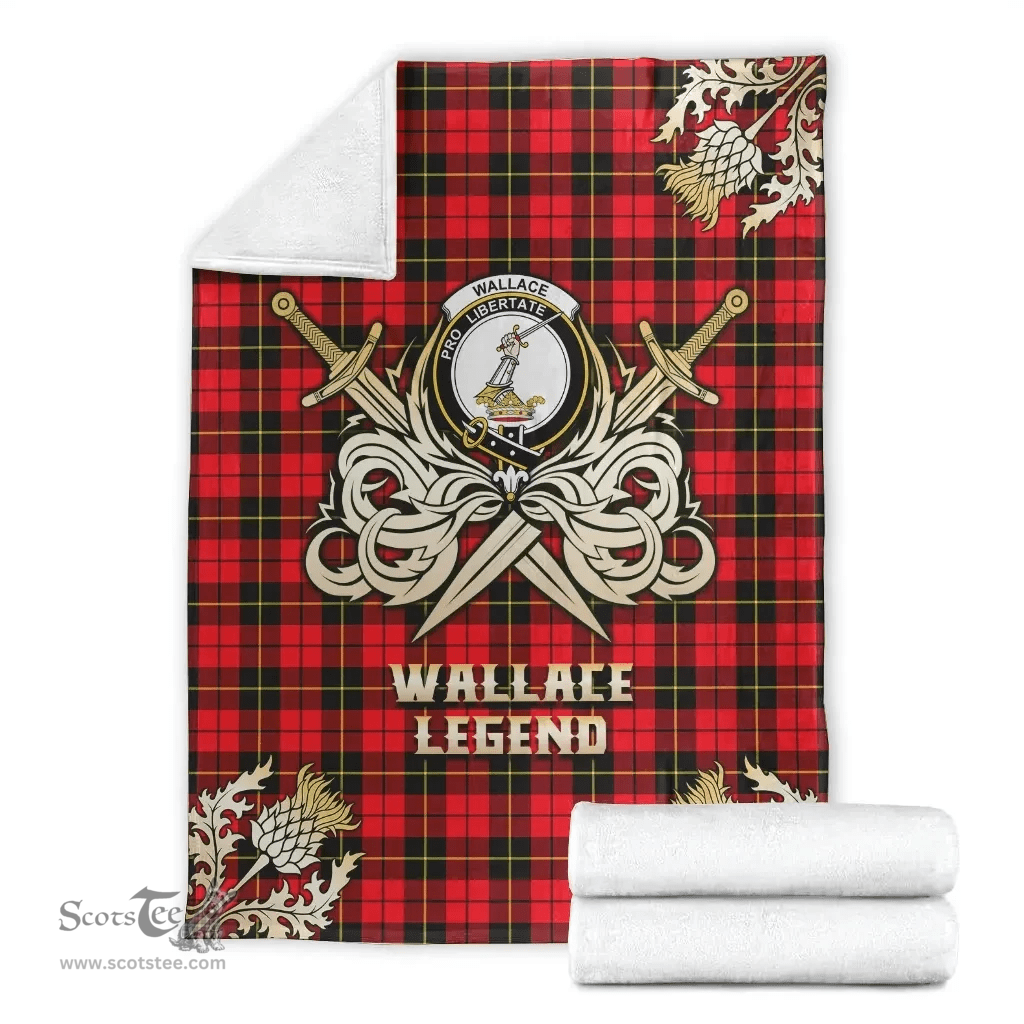 Scottish Premium Blanket Wallace Hunting Red Clan Tartan Blanket - Gold Courage Style Scottish Plaid Tartan Plaid