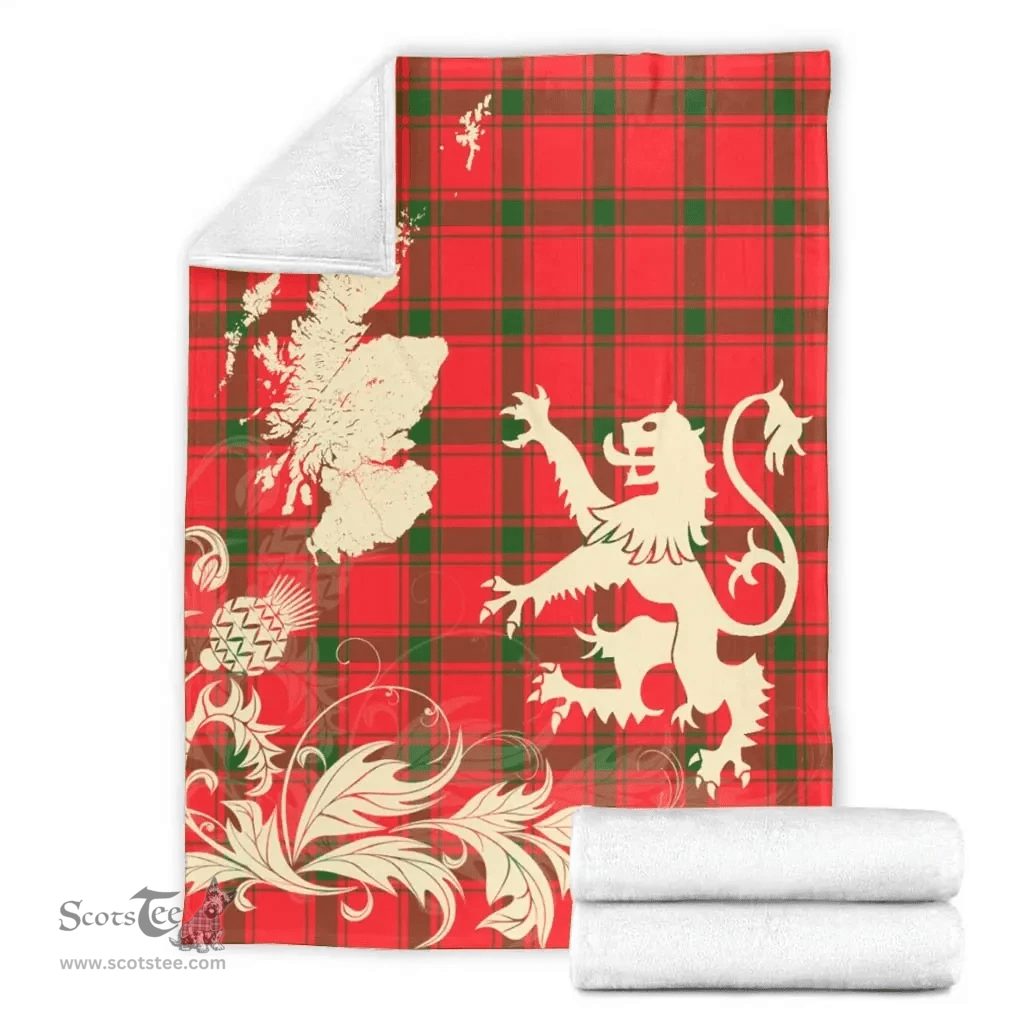 Scottish MacDonald of Sleat Clan Tartan Blanket -  Lion Thistle Map Style Scottish Plaid Tartan Plaid