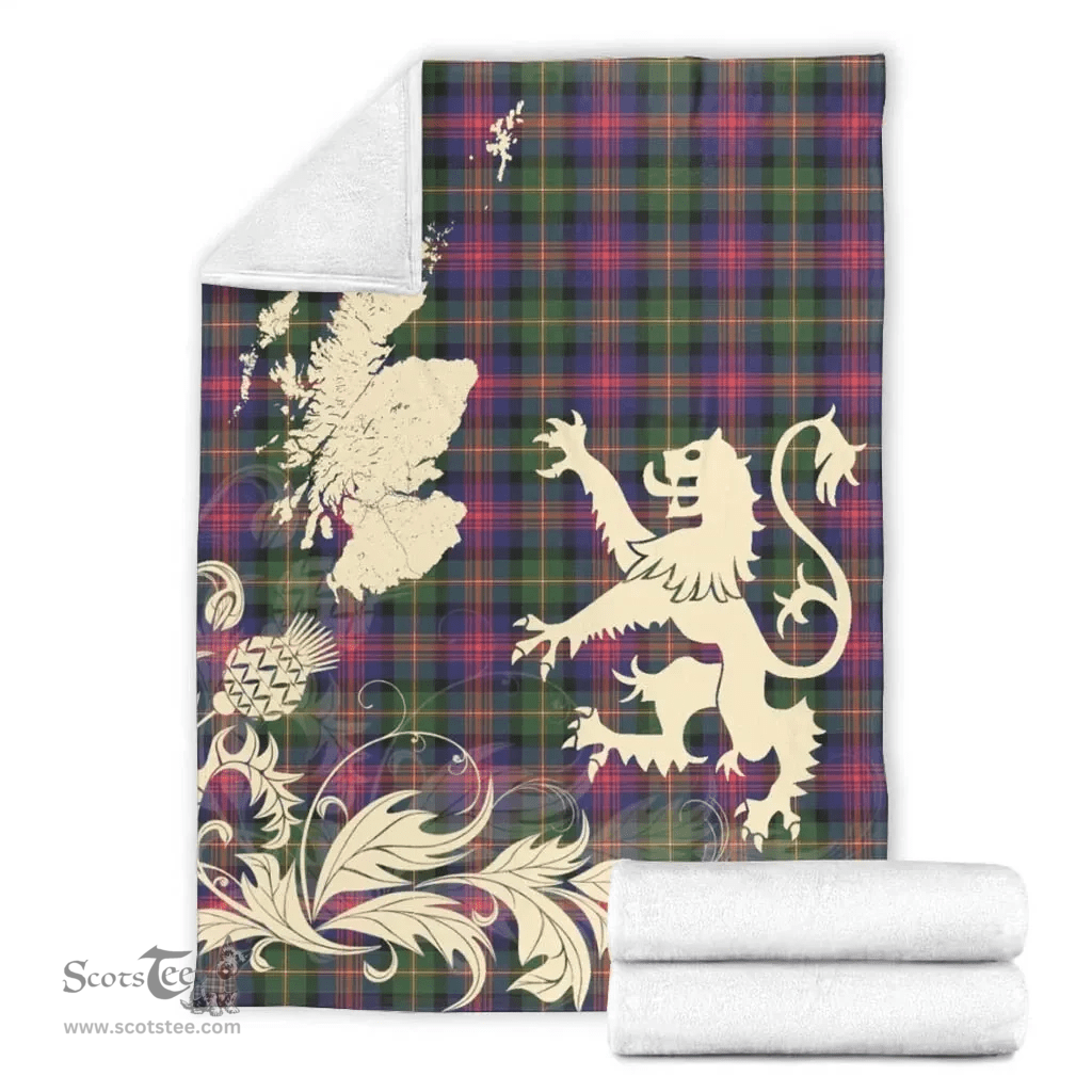 Scottish Logan Modern Clan Tartan Blanket -  Lion Thistle Map Style Scottish Plaid Tartan Plaid