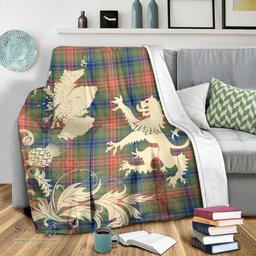 Scottish Wilson Ancient Clan Tartan Blanket -  Lion Thistle Map Style Scottish Plaid Tartan Plaid