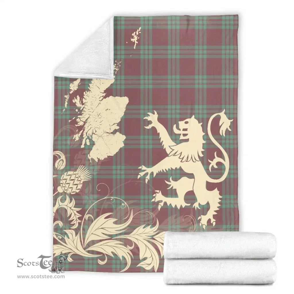 Scottish MacGregor Hunting Ancient Clan Tartan Blanket -  Lion Thistle Map Style Scottish Plaid Tartan Plaid