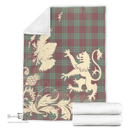 Scottish MacGregor Hunting Ancient Clan Tartan Blanket -  Lion Thistle Map Style Scottish Plaid Tartan Plaid
