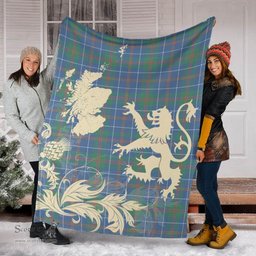 Scottish MacHardy Ancient Clan Tartan Blanket -  Lion Thistle Map Style Scottish Plaid Tartan Plaid