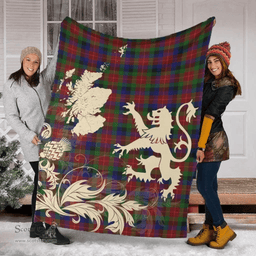 Scottish Tennant Clan Tartan Blanket -  Lion Thistle Map Style Scottish Plaid Tartan Plaid