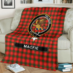 Scottish MacFie (of Dreghorn) Clan Tartan Blanket - Crest Classic Scottish Plaid Tartan Plaid