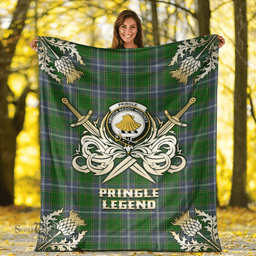 Scottish Premium Blanket Pringle Clan Tartan Blanket - Gold Courage Style Scottish Plaid Tartan Plaid