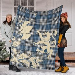 Scottish Napier Modern Clan Tartan Blanket -  Lion Thistle Map Style Scottish Plaid Tartan Plaid