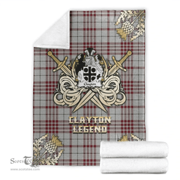 Scottish Premium Blanket Clayton Clan Tartan Blanket - Gold Courage Style Scottish Plaid Tartan Plaid