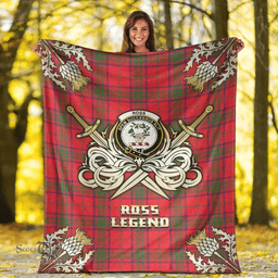 Scottish Premium Blanket Ross Modern Clan Tartan Blanket - Gold Courage Style Scottish Plaid Tartan Plaid