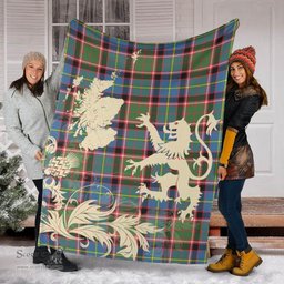 Scottish Stirling _ Bannockburn District Clan Tartan Blanket -  Lion Thistle Map Style Scottish Plaid Tartan Plaid