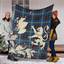 Scottish Grewar Clan Tartan Blanket -  Lion Thistle Map Style Scottish Plaid Tartan Plaid