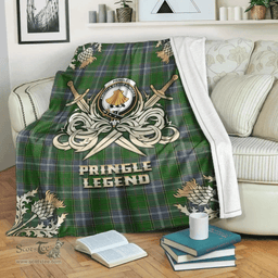 Scottish Premium Blanket Pringle Clan Tartan Blanket - Gold Courage Style Scottish Plaid Tartan Plaid