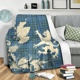 Scottish Matheson Hunting Ancient Clan Tartan Blanket -  Lion Thistle Map Style Scottish Plaid Tartan Plaid