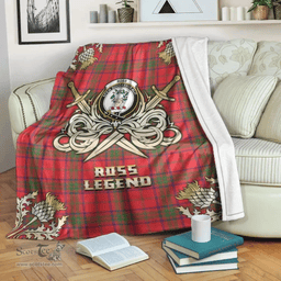 Scottish Premium Blanket Ross Modern Clan Tartan Blanket - Gold Courage Style Scottish Plaid Tartan Plaid