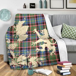 Scottish Stirling _ Bannockburn District Clan Tartan Blanket -  Lion Thistle Map Style Scottish Plaid Tartan Plaid