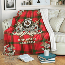 Scottish Premium Blanket Darroch Clan Tartan Blanket - Gold Courage Style Scottish Plaid Tartan Plaid