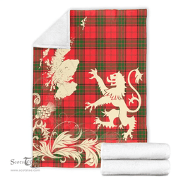 Scottish Maxwell Modern Clan Tartan Blanket -  Lion Thistle Map Style Scottish Plaid Tartan Plaid